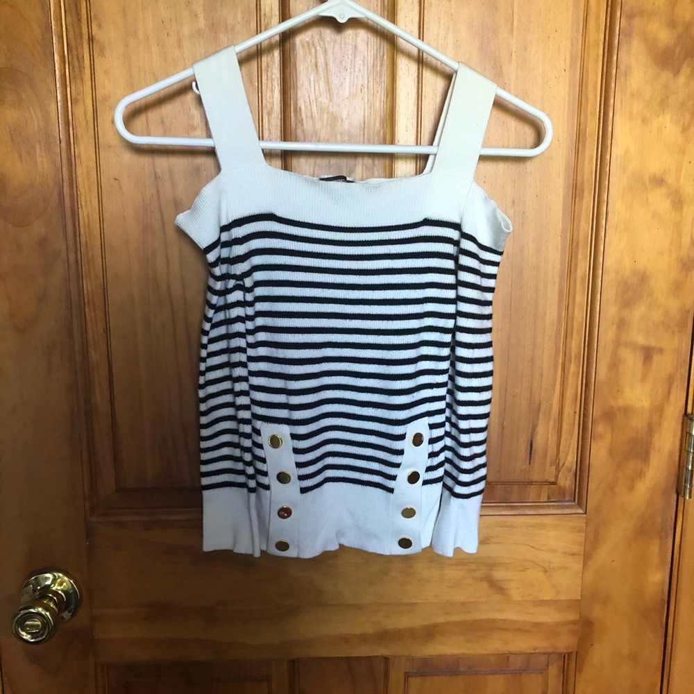 2/$30 Ribbed cold-shoulder striped sweater